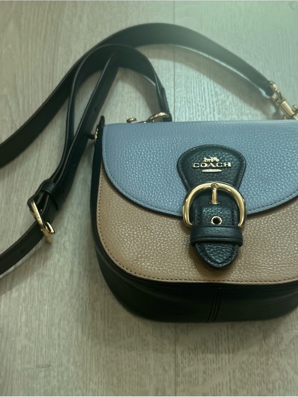 Coach | Kleo Bag 17 | Colorblock Light Khaki/Tan/Marble Blue | LeatherCrossbody